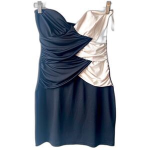 Y2K Coquette Symphony Strapless stretchy silky dress/ top Sz M Babydoll Pin-up
